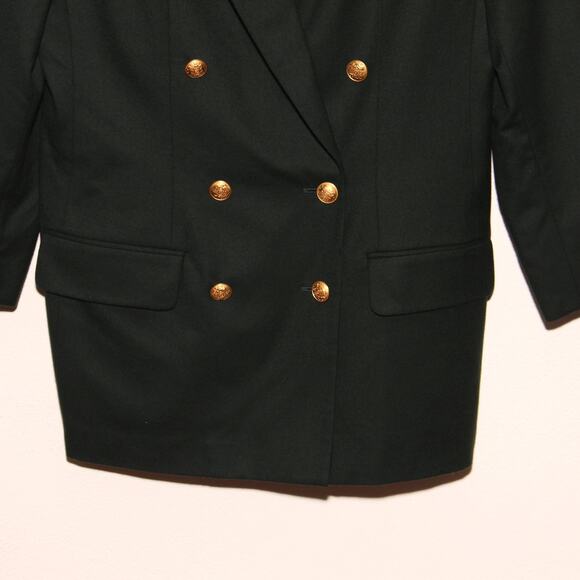 Vintage Valerie Stevens Green Long Wool Blazer Size 12 Double Breasted - Picture 4 of 10